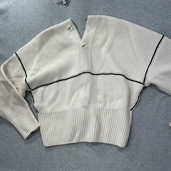 H&M Studio Collection Cardigan XL Wool Chunky knit v neck AW2024 NWT cream - Picture 4 of 16